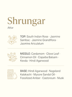 Three wooden massage sticks arranged below three small ingredient clusters of white flowers, green cardamom pods, and pale orange rind on a clean off-white background.